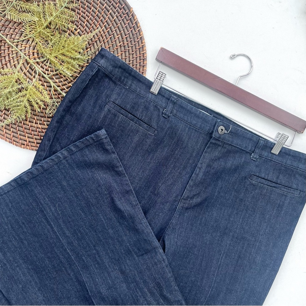 French Connection UK Style Womens Jeans Dark Blue Flare Wide Leg Plus Size 20